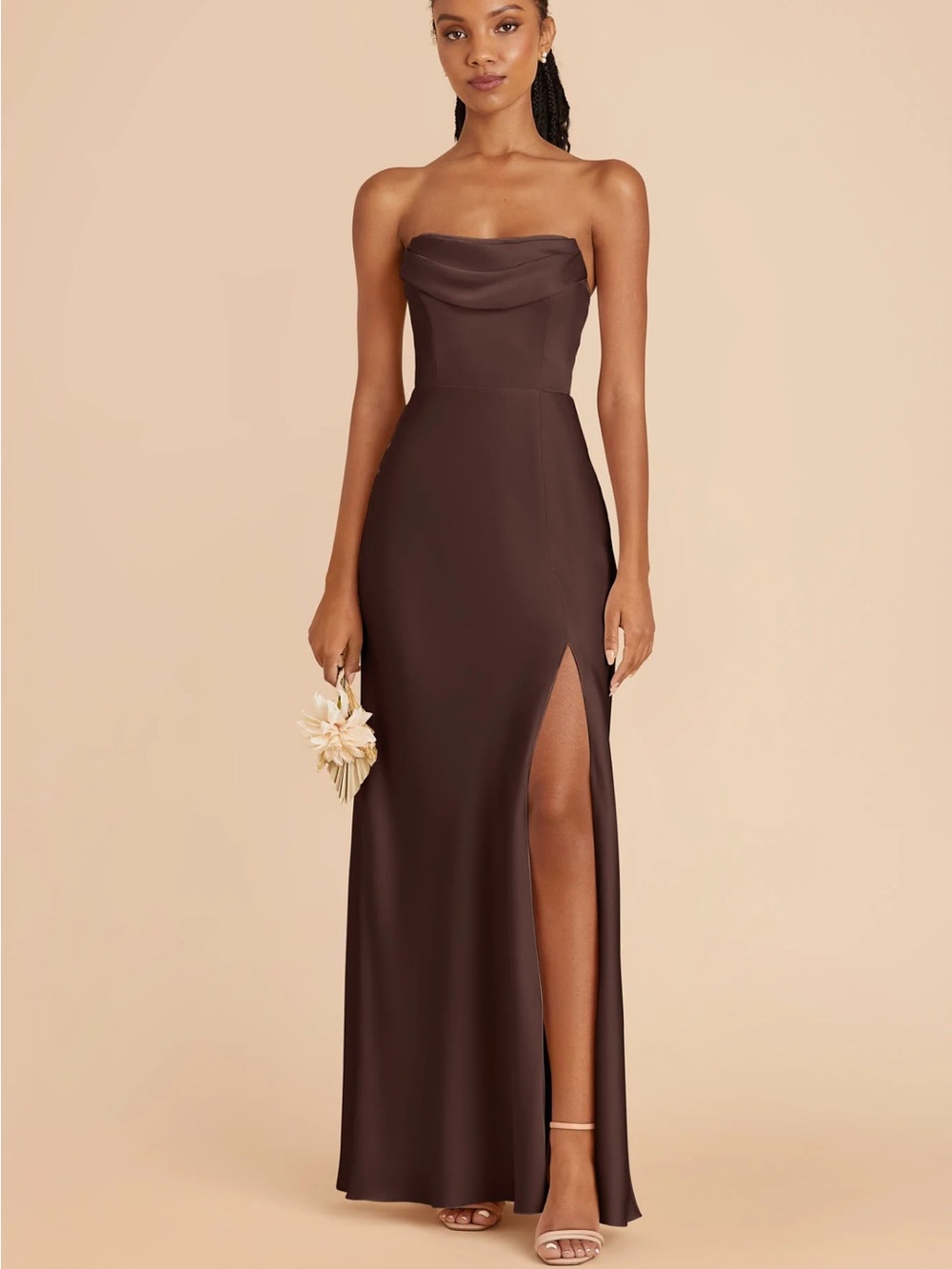 Birdy Grey Mia Dress - Espresso brown matte satin - Picture 4 of 5
